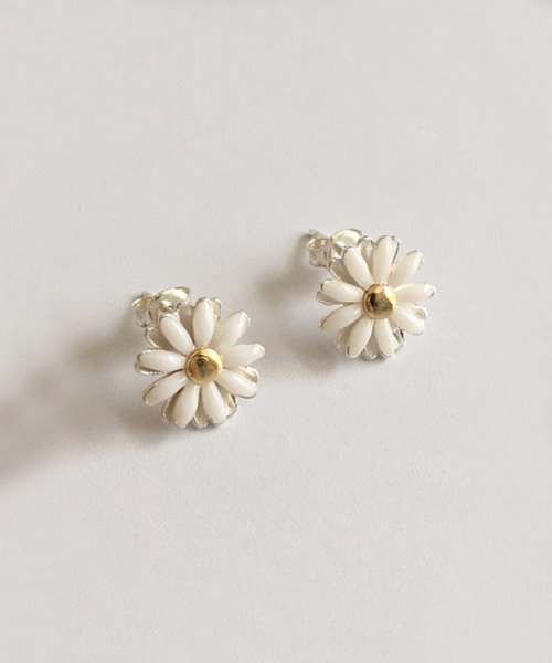 (silver925) white daisy earring