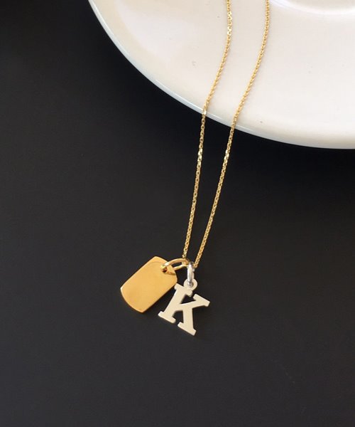 (silver925) initial tag necklace [A~Z]
