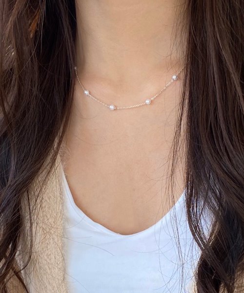 (silver925) space pearl necklace