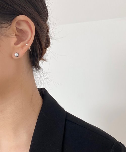 (silver925) twist pearl earring
