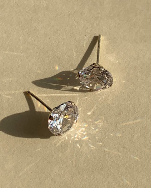 [925 Silver] Big cubic earrings E 109