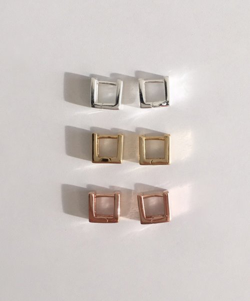 (silver925) square onetouch earring