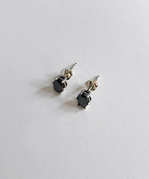 (silver925) black simple earring