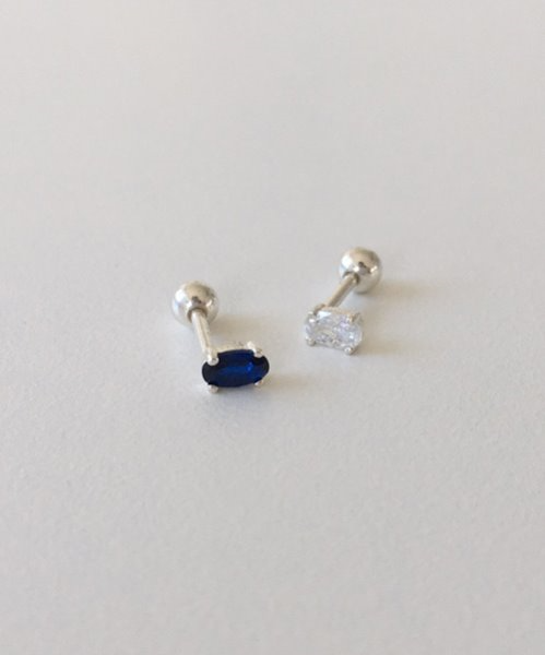 (silver925) crystal oval piercing
