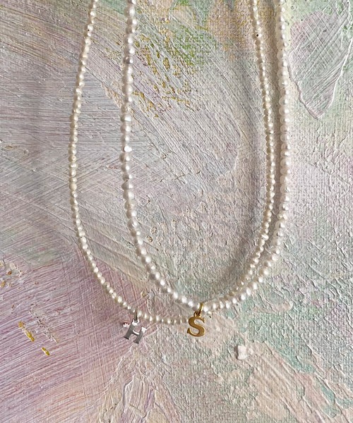 (silver925) pearl initial necklace [A~Z]
