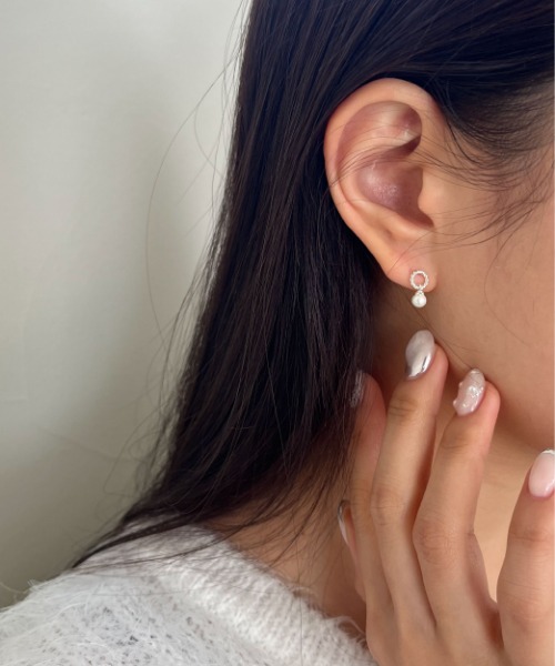 (silver 925) tinkling pearl earring