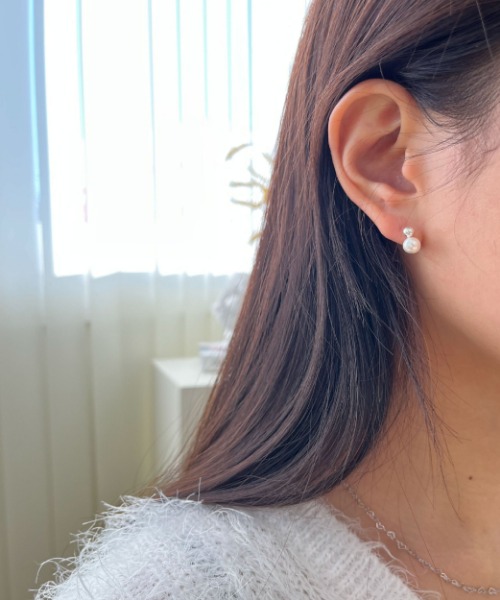 (silver 925) pearl snowman earring